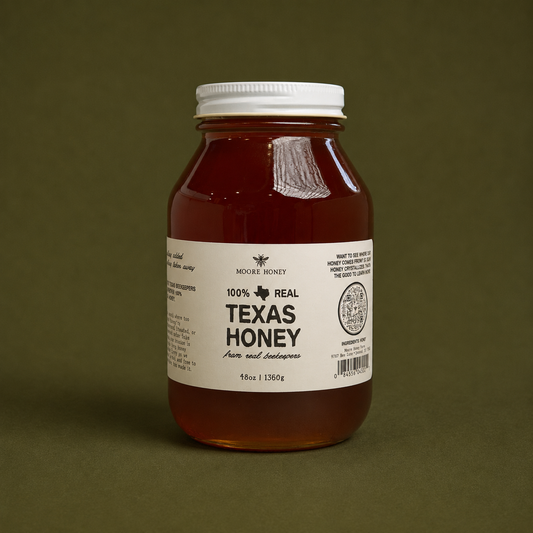 Local Texas Wildflower Honey Quart Glass Jar