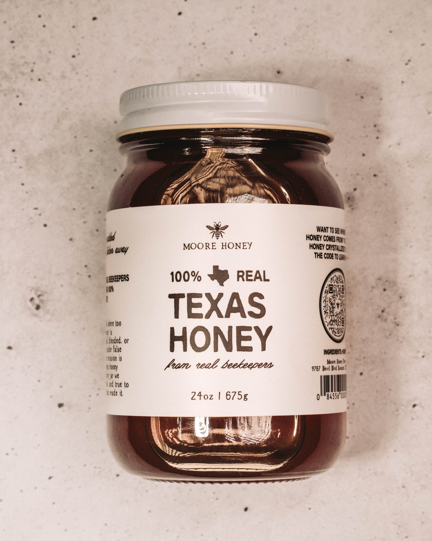 Local Texas Wildflower Honey Glass Pint Jar