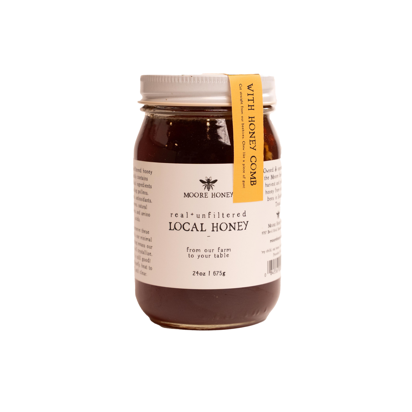 Comb Chunk Honey Glass Pint Jar